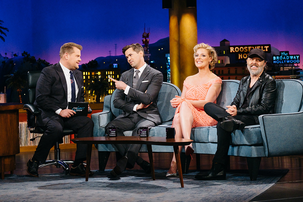 James Corden, Katherine Heigl, Andrew Rannells, Lars Ulrich, The Late Late Show James Corden, Katherine Heigl, Andrew Rannells, Lars Ulrich, The Late Late Show